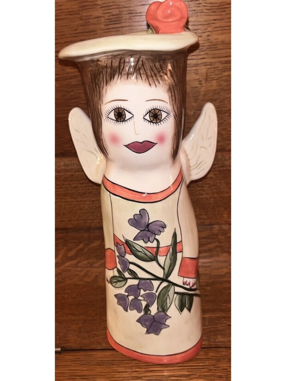 BELLA CASA Susan Paley Ganz Whimsical Woman Angel Vase 11.5" Celeste Spring